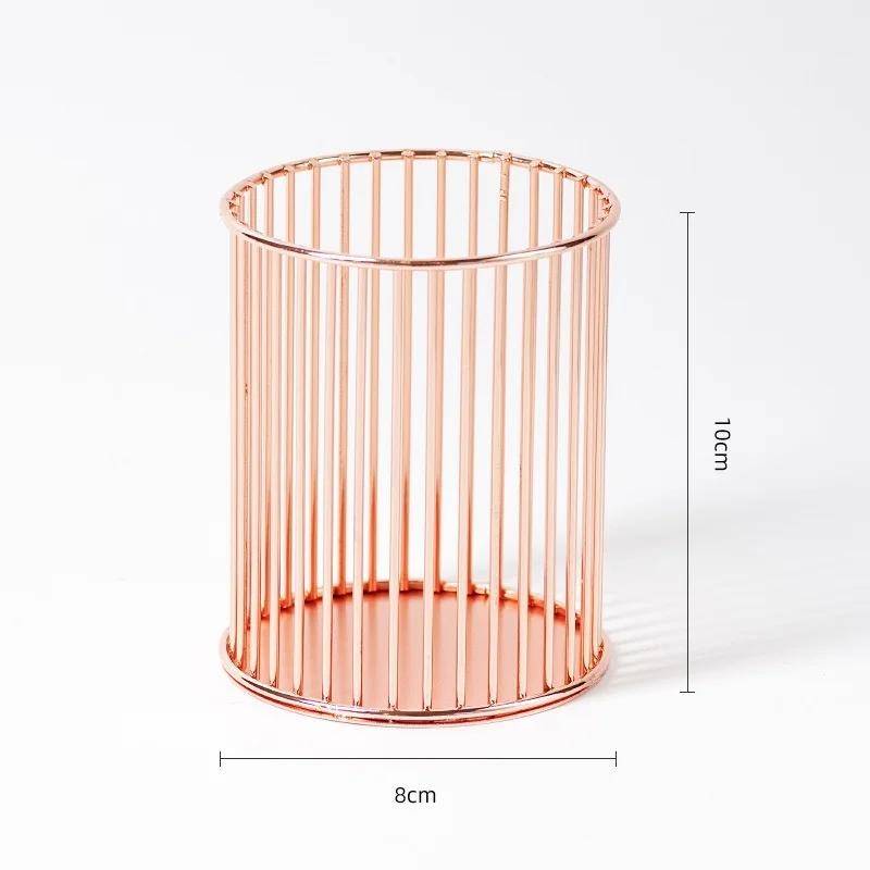 Latest INS Desktop Pen Holder Office School Storage Case Metal Gold Rose Gold Box Desk Pencil Organizer Home Decor Makeup Storage