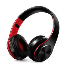 Fede tr�dl�se Bluetooth headphones i flot foldbart design. R�d.