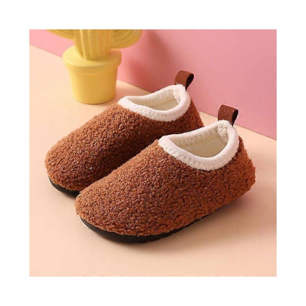(24-25, brown) Cotton Shoes Children Cotton Slippers