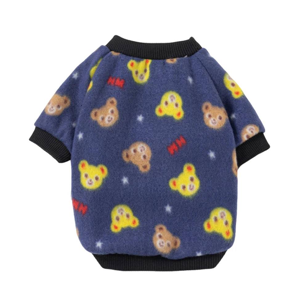Printed Fleece Pet Pullover Sweater - Navy Bear / XL / SPC (XL)