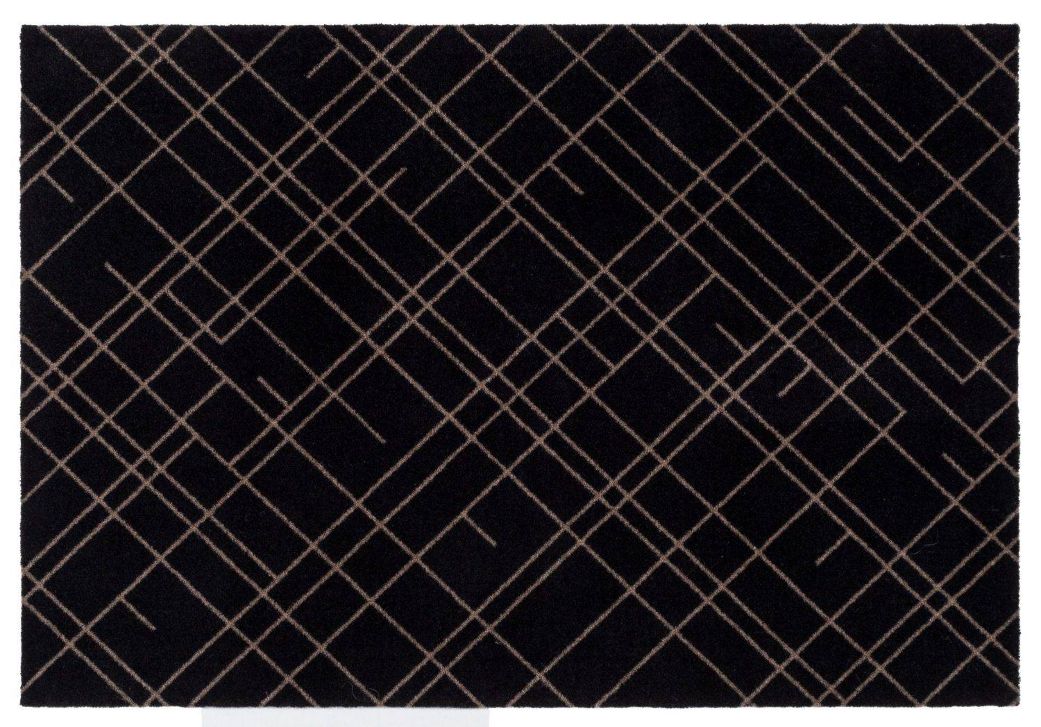 Lines Gulvmåtte/Løber -Sort/Sand - Tica Copenhagen - 200x67 cm.