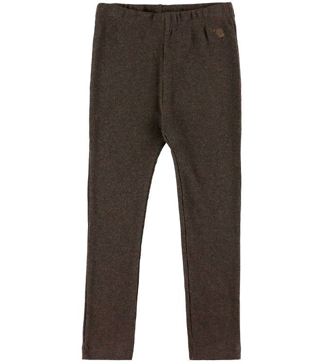 VACVAC Leggings - Scharlakansröd - Rib - Dark Brown Melerad - VACVAC - 2 år (92) - Leggings