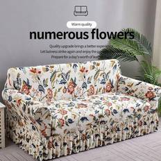 1pc Anti-Slip Elastic Decorative Sofa Cover, Milk Silk Floral Print Ruffled Sofa Slipcover For 1/2/3/4-Seat Sofas, Pet Proof, Versatile For Spring, Su - Multicolor - Single Seat,2 Seater,3 Seater,4 Seater