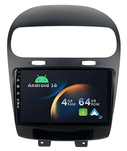 YUNTX [2+64G] Android 16 2 Din Radio Navigation för Fiat Freemont/Dodge Journey 2012-2016: [Integrerad CarPlay/Android Auto/GPS] -IPS 2.5D 9 Tum Pekskärm-DAB/Bluetooth 5.0/Ratt Kontroll