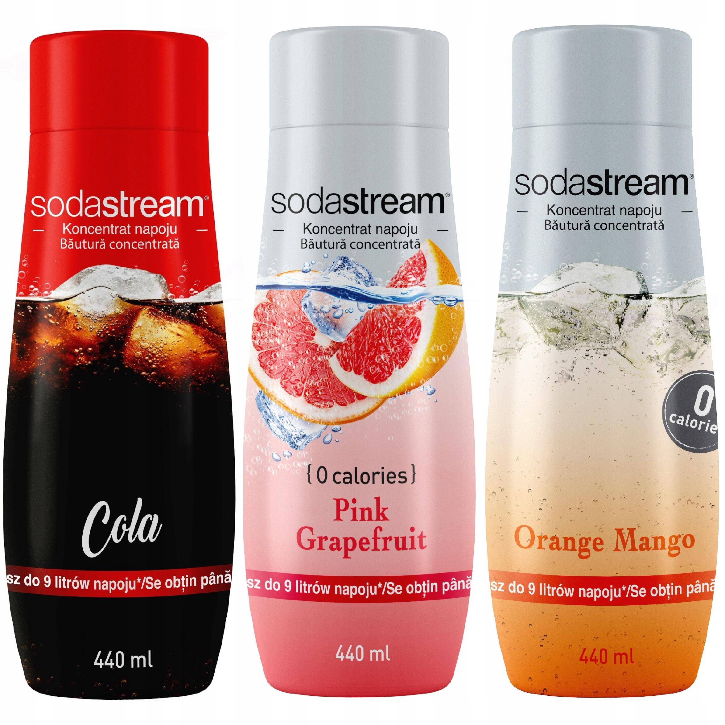 Set of 3 SodaStream concentrates Cola+Grapefruit+Orange-Mango