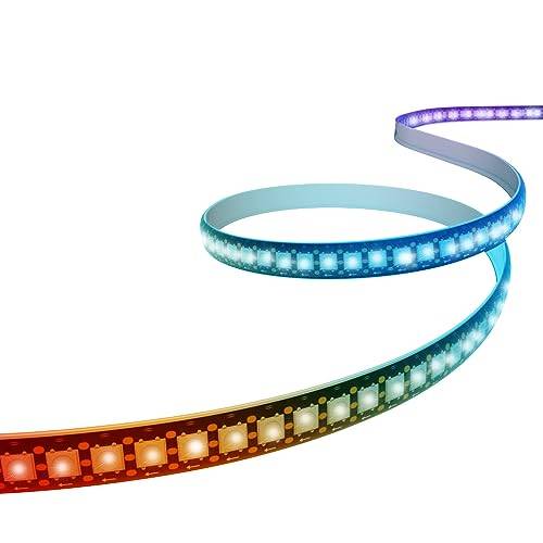 WS2812B LED Remsa, Individuellt Adresserbar 5050 SMD 256 RGBIC LED Remsa för DIY-Design och Heminredning (Svart, 144LEDs/1M)