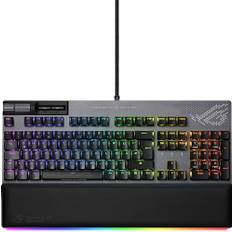 ASUS ROG Strix Flare II Animate mechanische Gaming Tastatur (austauschbare ROG NX-Switches, PBT-Doubleshot-Tastenkappen, LED-Display, 8000 Hz, Aura Sync RGB-Beleuchtung, DE QWERTZ-Layout) schwarz