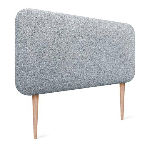 DHOME Slät Rundad Sänggavel Klädd i Aqualine-tyg med Ben för Vägg Akustiska Ljudabsorberande Sänggavlar för Sovrum (Pärlgrå, 105cm)