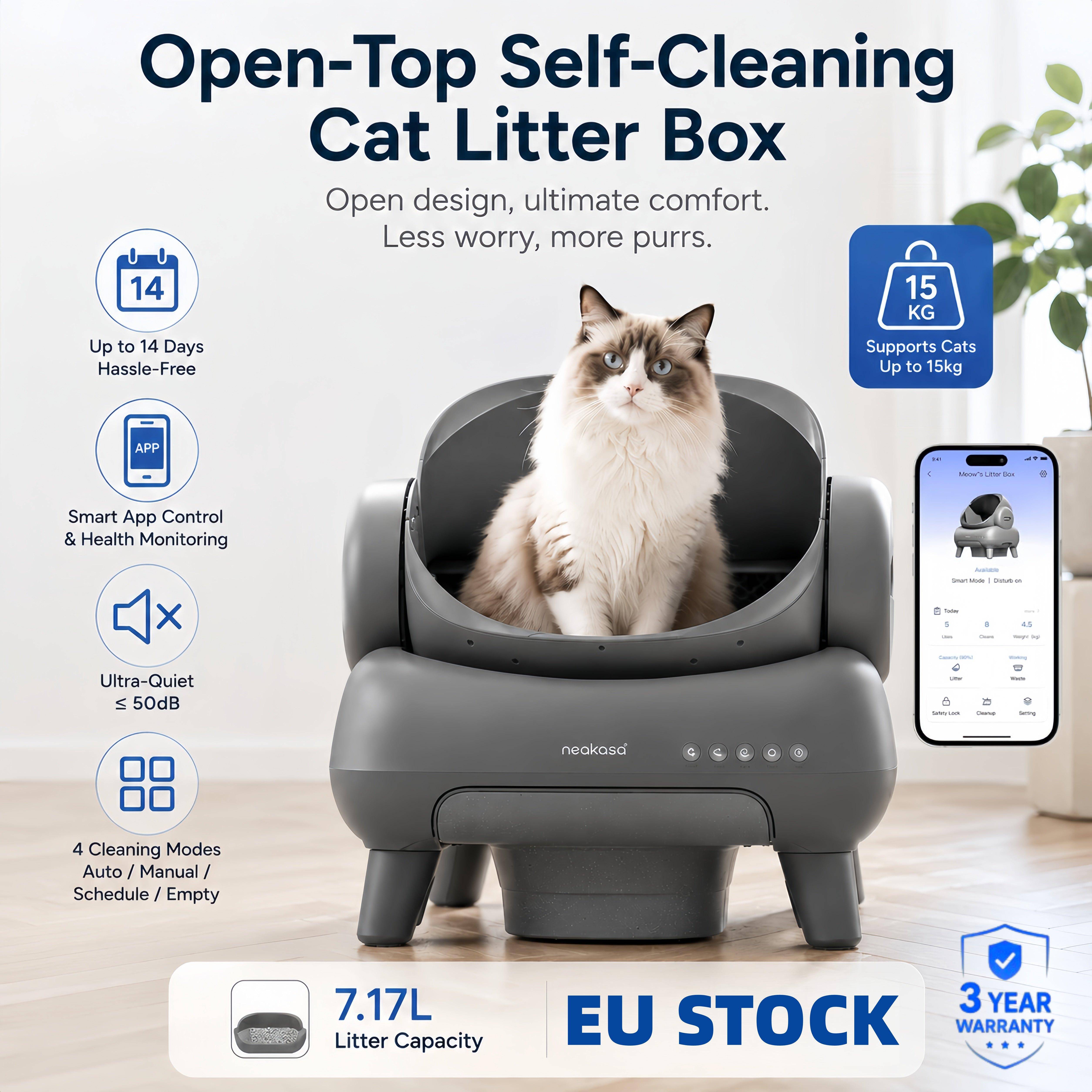 Neakasa M1 Neabot Öppen Självrengörande Automatisk Kattlåda Luktfri Självförsvarande Kattsandlåda Kattprodukt Smart Husdjurstoalett