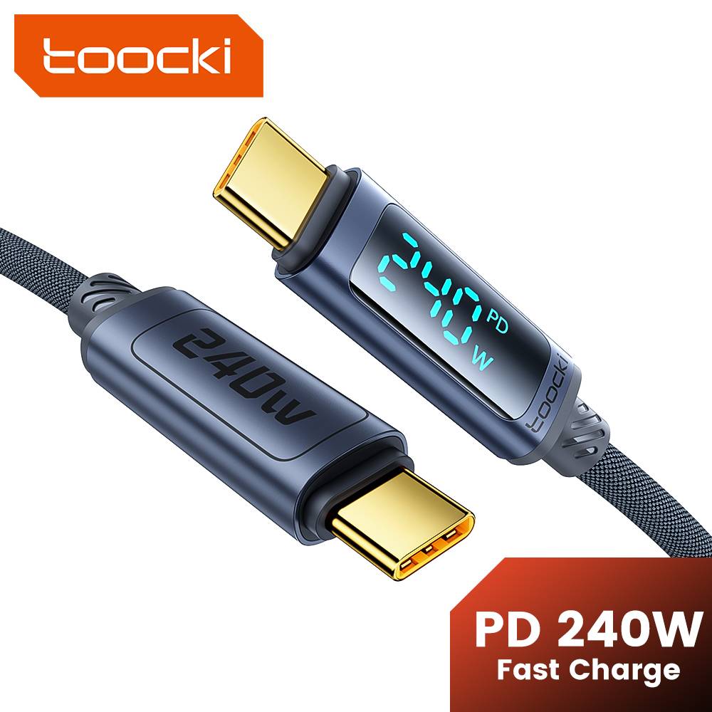 Toocki 240W Type C to Type C Cable PD3.1 Digital Display 100W Fast Charging USB C Cable for Macbook iPhone 16 15 Samsung Xiaomi
