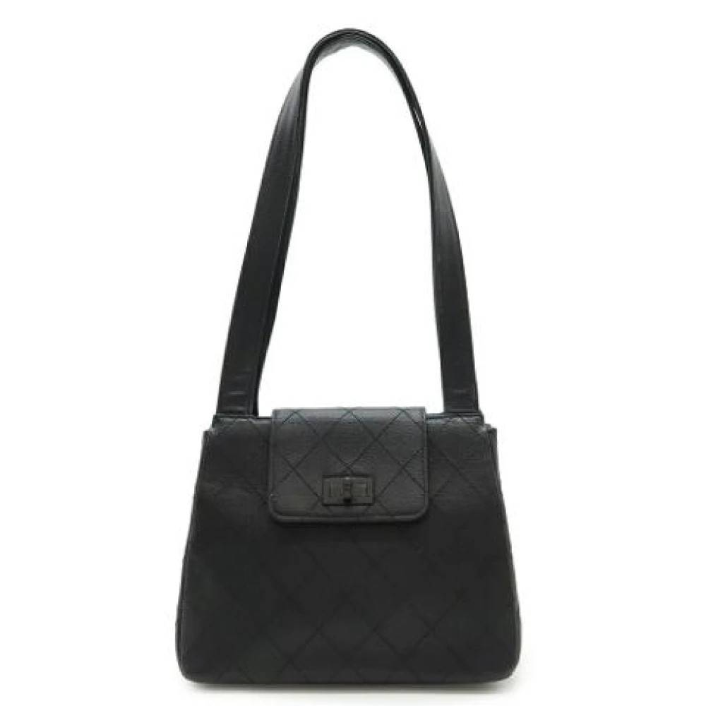 Chanel Vintage Pre-owned Leather Skuldertaske - Vintage - Dame - Sort - ONE SIZE - Uld