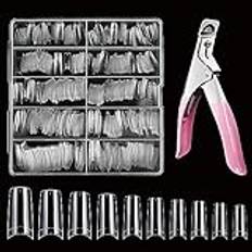 Nageltips för gelnaglar, Venares 500 stycken nageltippar med nagelklippare, 10 storlekar, akrylkonstgjorda naglar, nagelklippare, gelnaglar som set med låda (transparent)