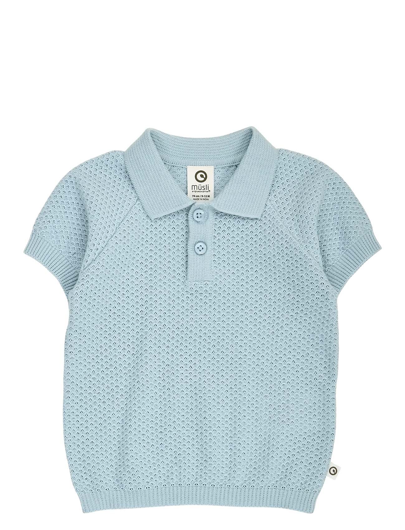 Müsli by Green Cotton Sea Knit S/S Polo T Baby - Blue - 86