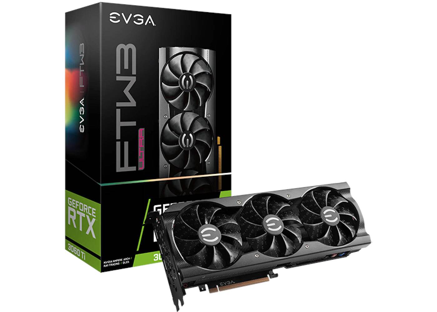 NVIDIA EVGA GeForce RTX 3060 Ti FTW3 ULTRA GAMING 8G LHR Graphics Card (08G-P5-3667-KL/KH) - One Size (One Size)