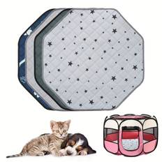 TEMU Octagonal Washable Dog Potty Training Pad - Reusable Leak-proof & Absorbent Pet Bed With Design, Durable Polyester For Puppies, Kennels, Houses & Indoor Use