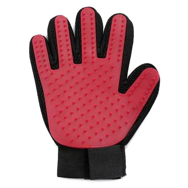 Silicone Pet Grooming Glove for Cats & Dogs - right red / 1Pc