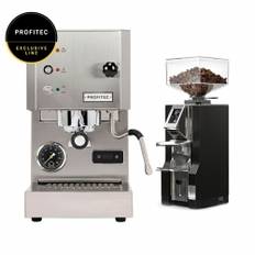 Profitec GO Brushed Espressomaskine - Exclusive Line Inkl. Eureka Mignon Libra Chrome/Mat Sort Espressokværn