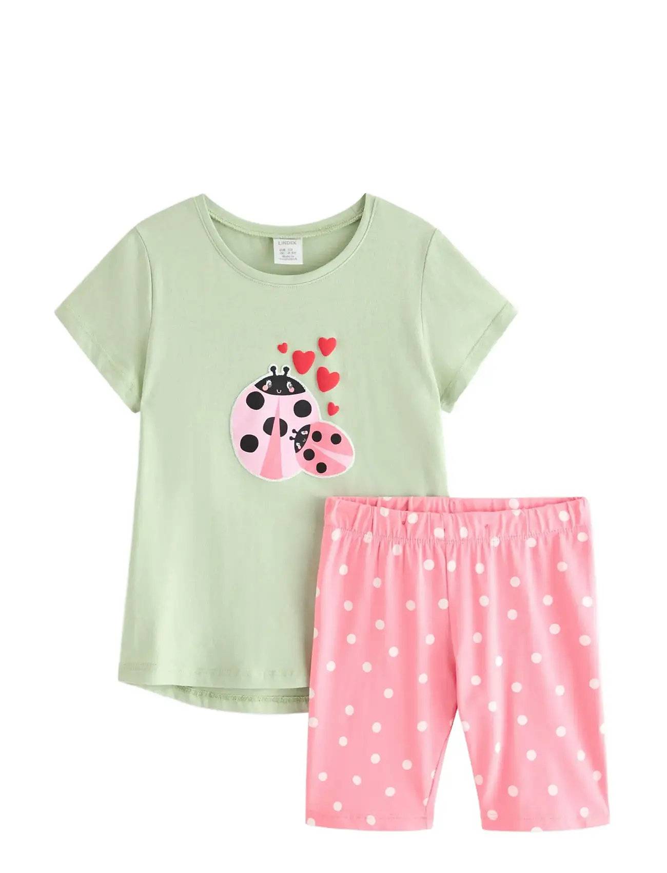 Lindex Set - Top And Cycling Shorts - Green - 92