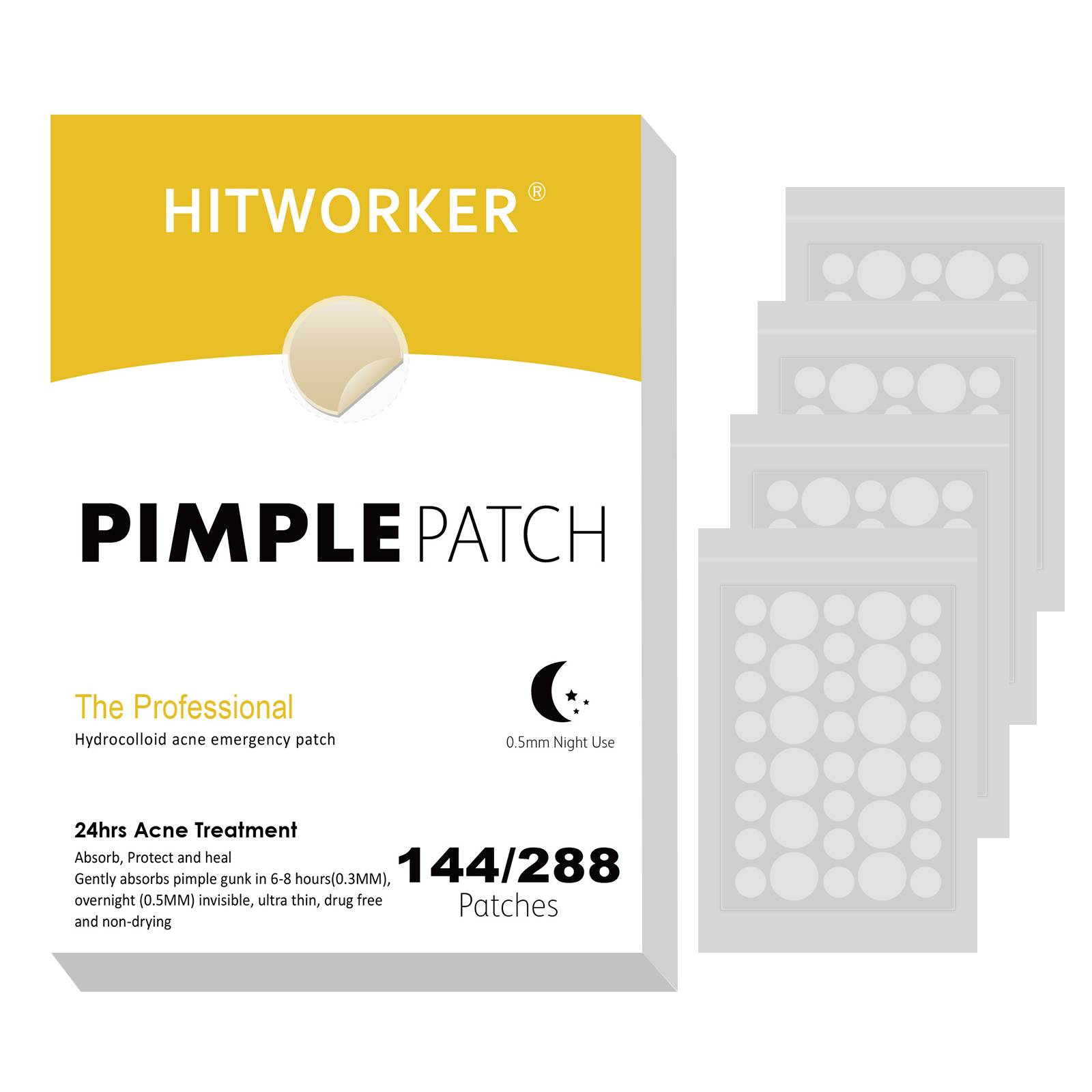 144/288pcs Hydrocolloid Pimple Patch Professional Pimple Removal Thin Breathable Patches for Acne Treatment Skin Care