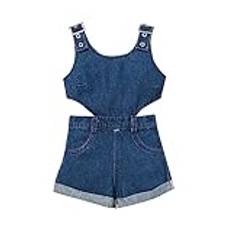 OBiQuzz Flickoverall barn europeisk och amerikansk stil ärmlös denim overall shorts fodrad regnjacka barn, blå, 2-3 år