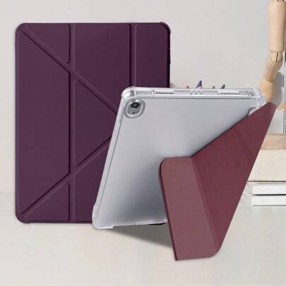 Stötsäkert enfärgat fällbart fodral 2026 nytt vinkelformat vikbart stativ i plommonblomsfärgad surfplatta med skyddsfodral, lämplig för iPad Mini 4/5/ - Röd (Multi-size)