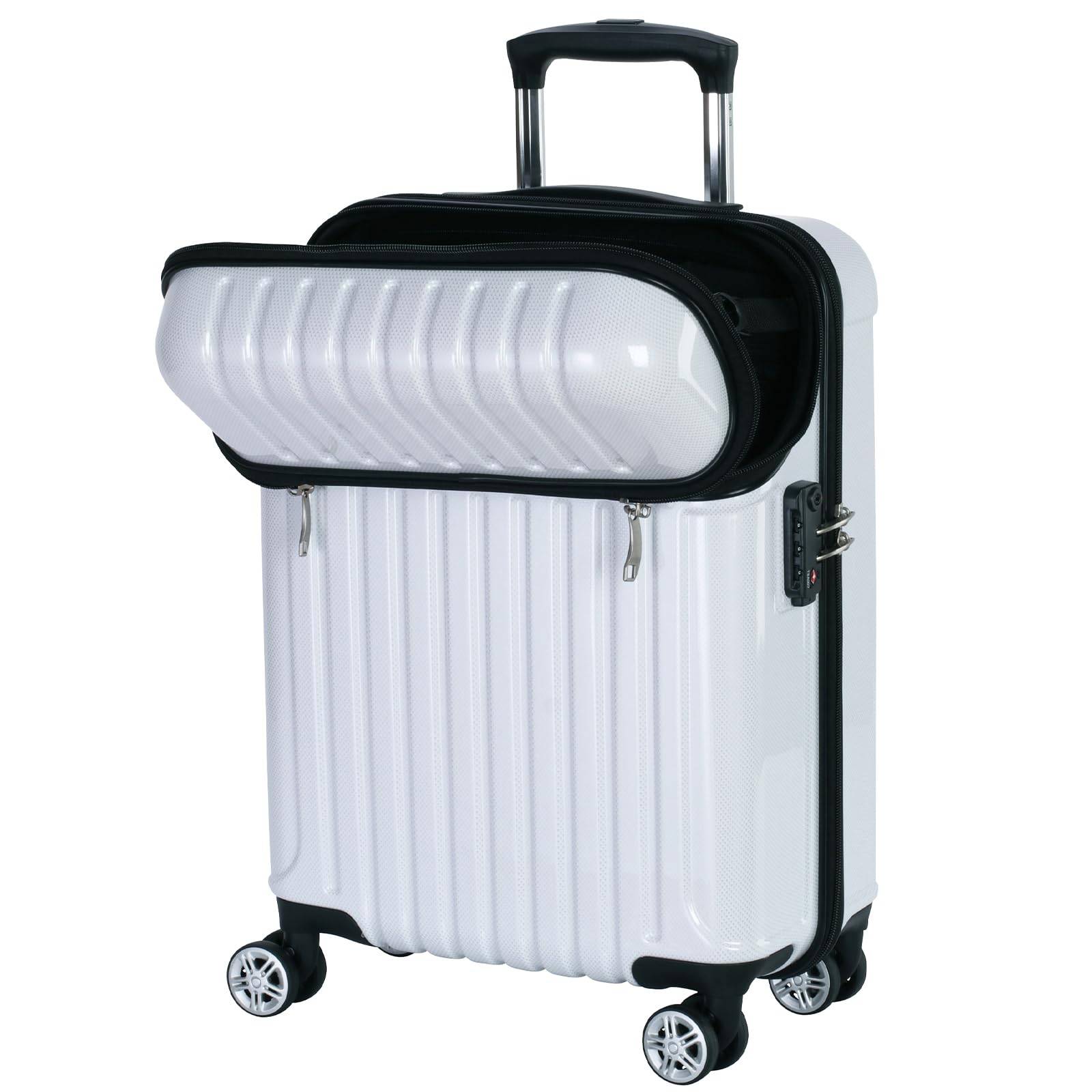 Suitcase Zipper Top Open Tops 33L cm White Carbon [Actus] Carry-on 74-20310 53.5 3.2kg