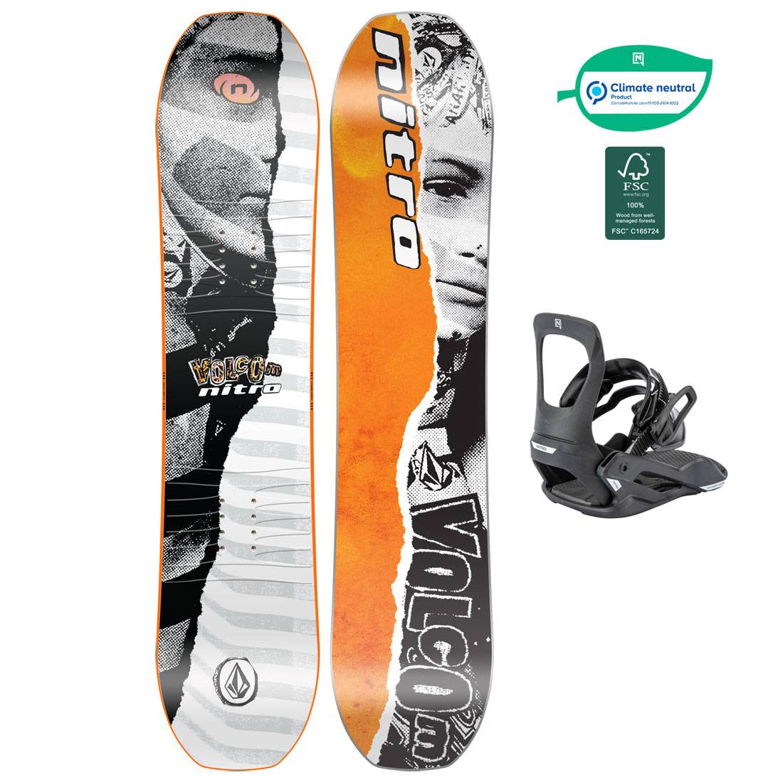 Nitro Snowboard Set - Ripper Kids x Volcom 86 + Micro Charger Ultra Black XS