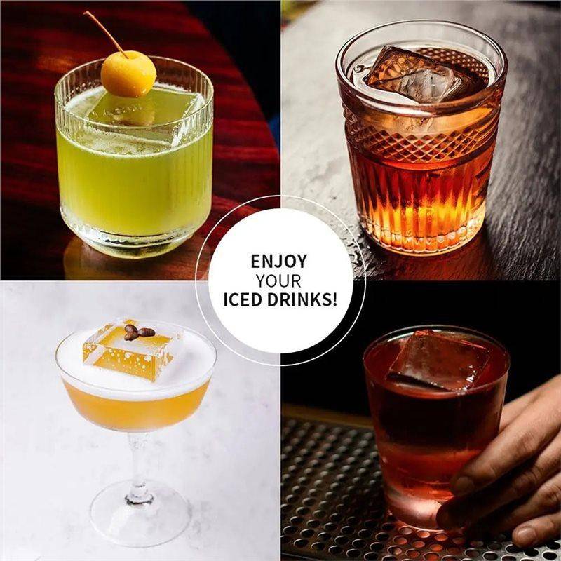 ABUL-För Bourbon För Whiskey Klar Isbitsform-2 Tum-Fyrkantig Isbitsmakare För Old Fashioned Whisky svart