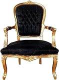 Casa Padrino barock salongstol svart mönster/guld 60 x 50 x H 93 cm - handgjord stol i antik stil med fint satintyg - möbler i barockstil