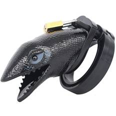 LAHTI Chastity Device Män, Bekväm Plast Cock Cage Hane Andas Penis Cage 5 Storlek Ringar Sexleksak (svart)