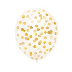 10 stk Konfetti ballon - 12" Gennemsigtige balloner med guld konfetti