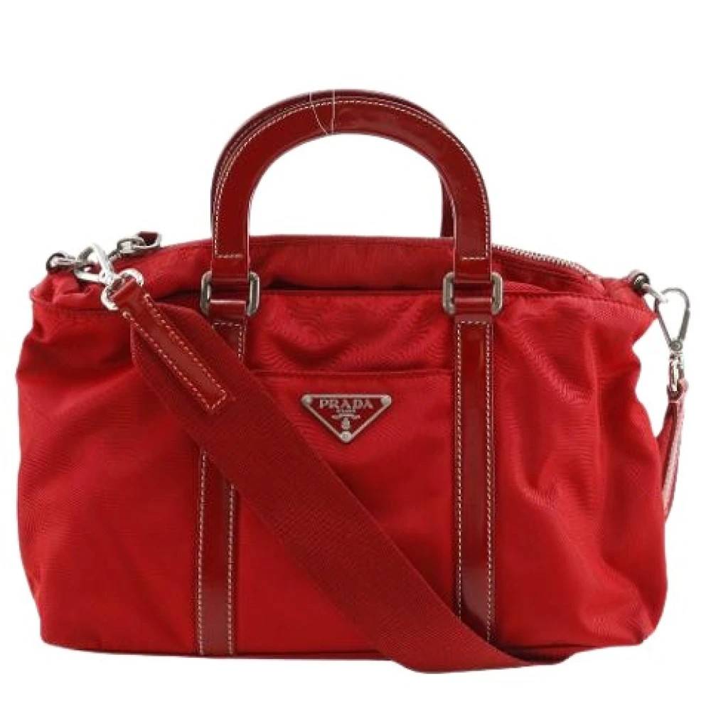 Prada Vintage Pre-owned Vintage Nylon Håndtaske - Vintage - Dame - Rød - ONE SIZE - Nylon