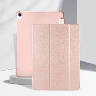 Roséguld tri-fold skyddande fodral med hård PC-baksida, silkestexturerat lock, sleep/wake-funktion, minimalistiskt avslappnat flipfodral kompatibelt m - Rosa Guld (Multi-size)