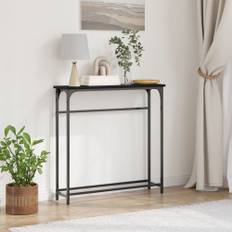 Konsolbord Svart Ek 75x19,5x75 cm Konstruerat Trä