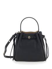 Tory Burch Grained Leather Bucket Bag — Black