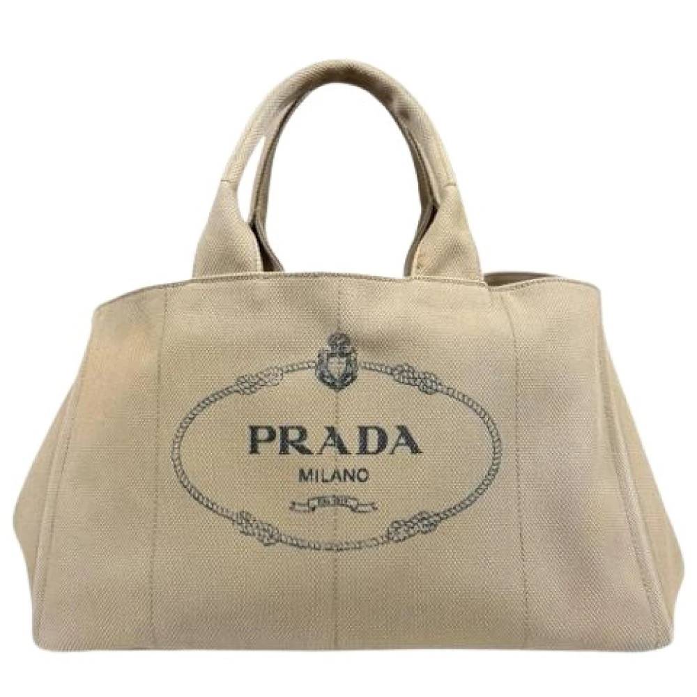Prada Vintage Pre-owned Canapa Tote Bag - Vintage - Dame - Beige - ONE SIZE - Uld