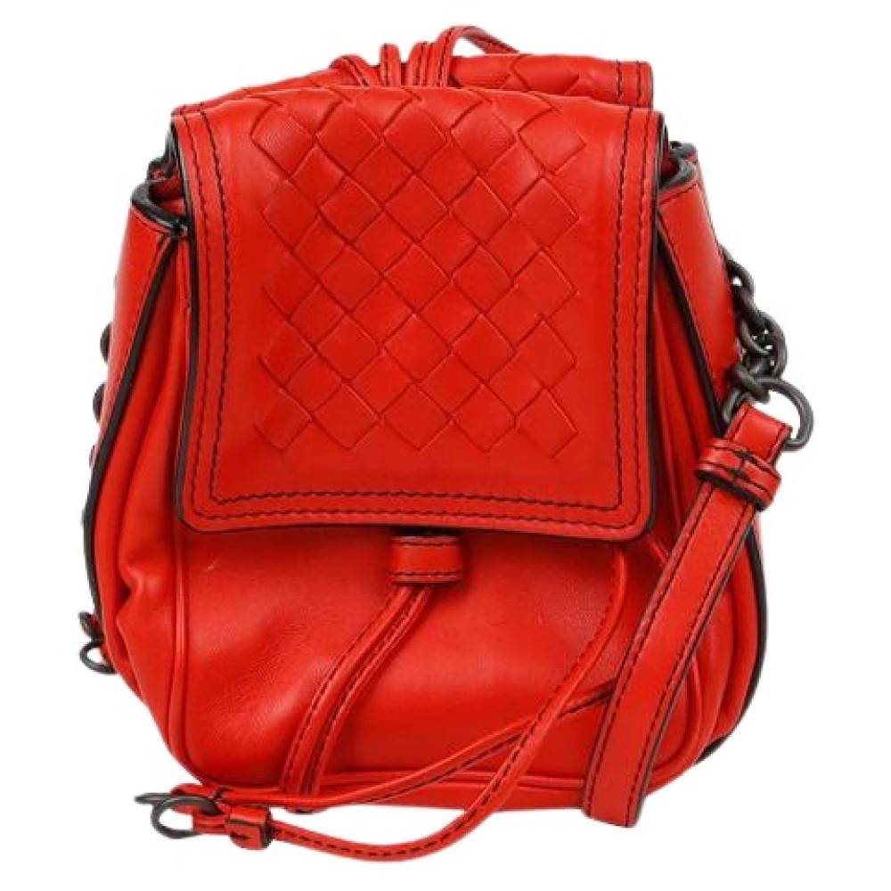 Bottega Veneta Vintage Pre-owned Intrecciato Double Flap Crossbody Taske - Vintage - Dame - Rød - ONE SIZE - Læder