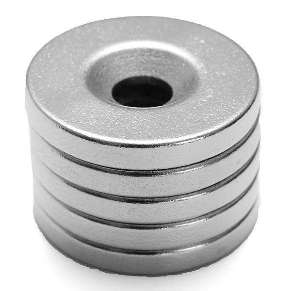 5 st starka magneter 20mmx3mm Hål 5mm Sällsynta jordartsmagneter av neodym