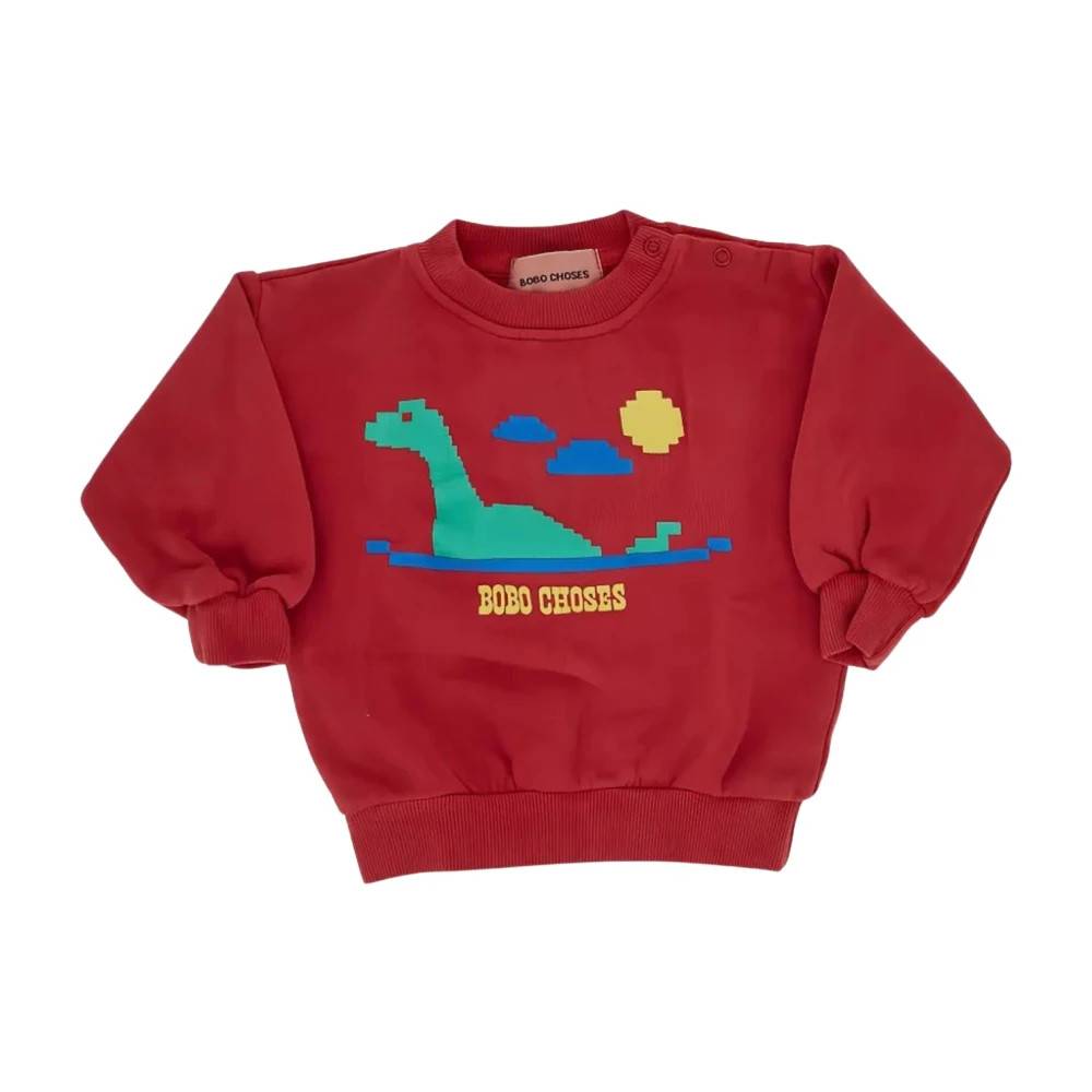 Bobo Choses Bomuldssweatshirt med printet logo - Kids - unisex - Rød - 74 CM - Bomuld