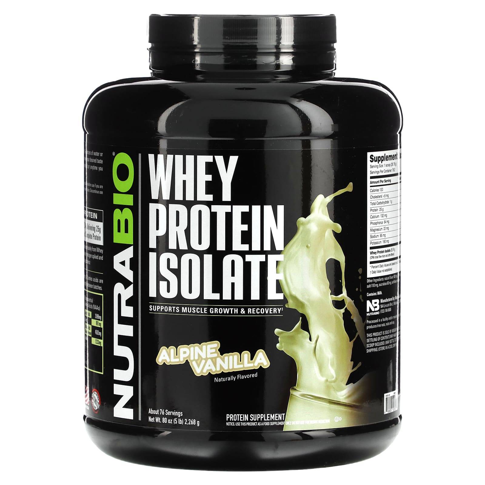 Whey Protein Isolate, Alpine Vanilla, 2,268G (5Lb)