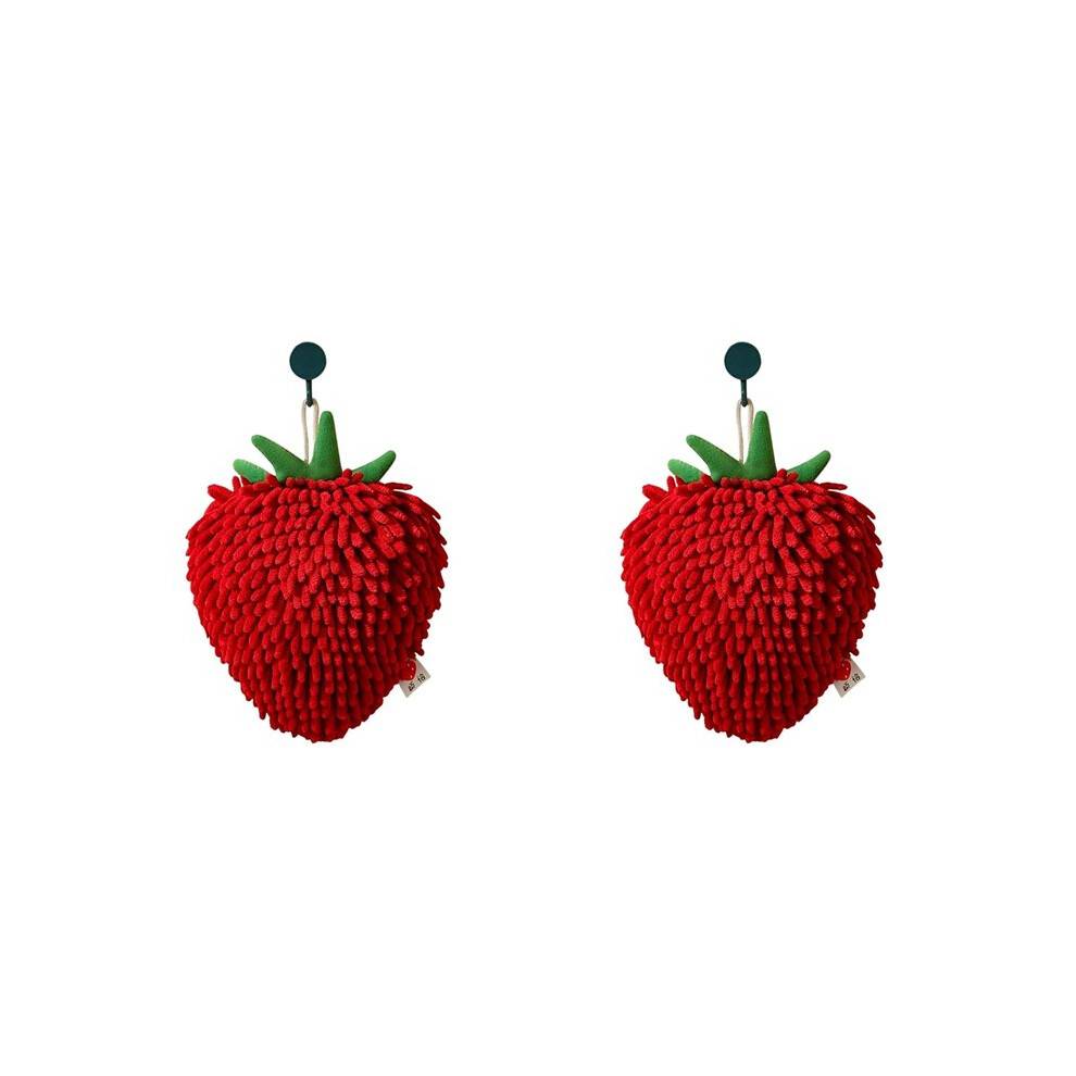 2X Hand Towels, Hanging Bathroom Super Chenille Microfiber Towels, High ABSorbent to Dry Your Hand Instantly Strawberry