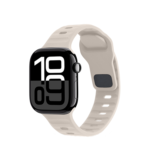 Apple Watch (38/40/SE/41/42mm) - Square Buckle Silikonerem - Sand