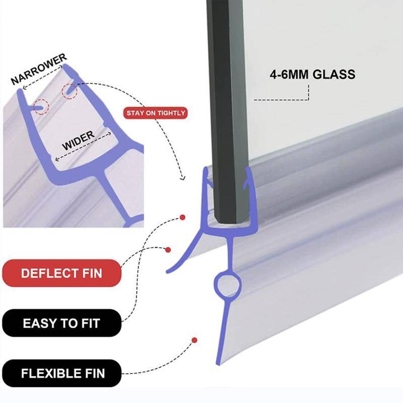 Duschskärmstätning PVC Glasdörr Badrumsdusch Tätningslister för 4-6 mm Glas 18 mm 23 mm Mellanrum Limfri Vattentät Väderlister