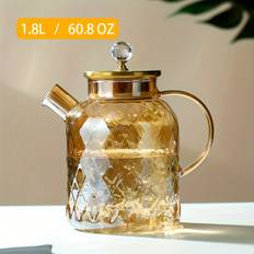 TEMU Glass Teapot Glass Teapots With Bamboo Lid, Teapot For Loose Leaf And And , Kettle