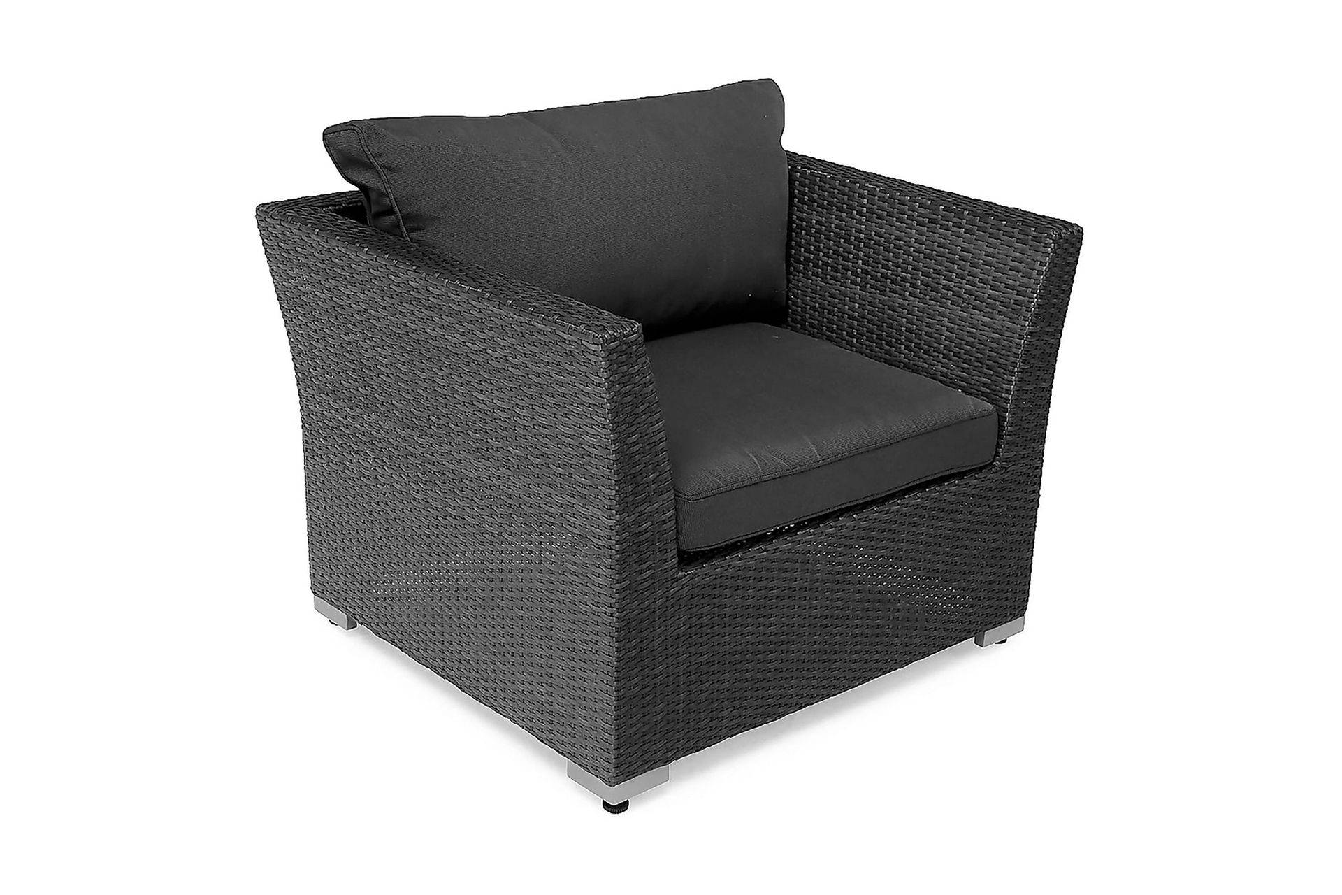 Comfort Garden Wisconsin Premium Utefåtölj – Loungefåtölj för Uterum och Altan i Konstrotting Svart