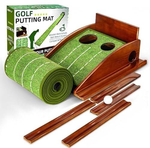 Crestgolf 2,9 x 0,45 m puttmatta med förtjockad ryggbana och automatisk funktion. Träning inomhus och utomhus för nybörjare och amatörer..