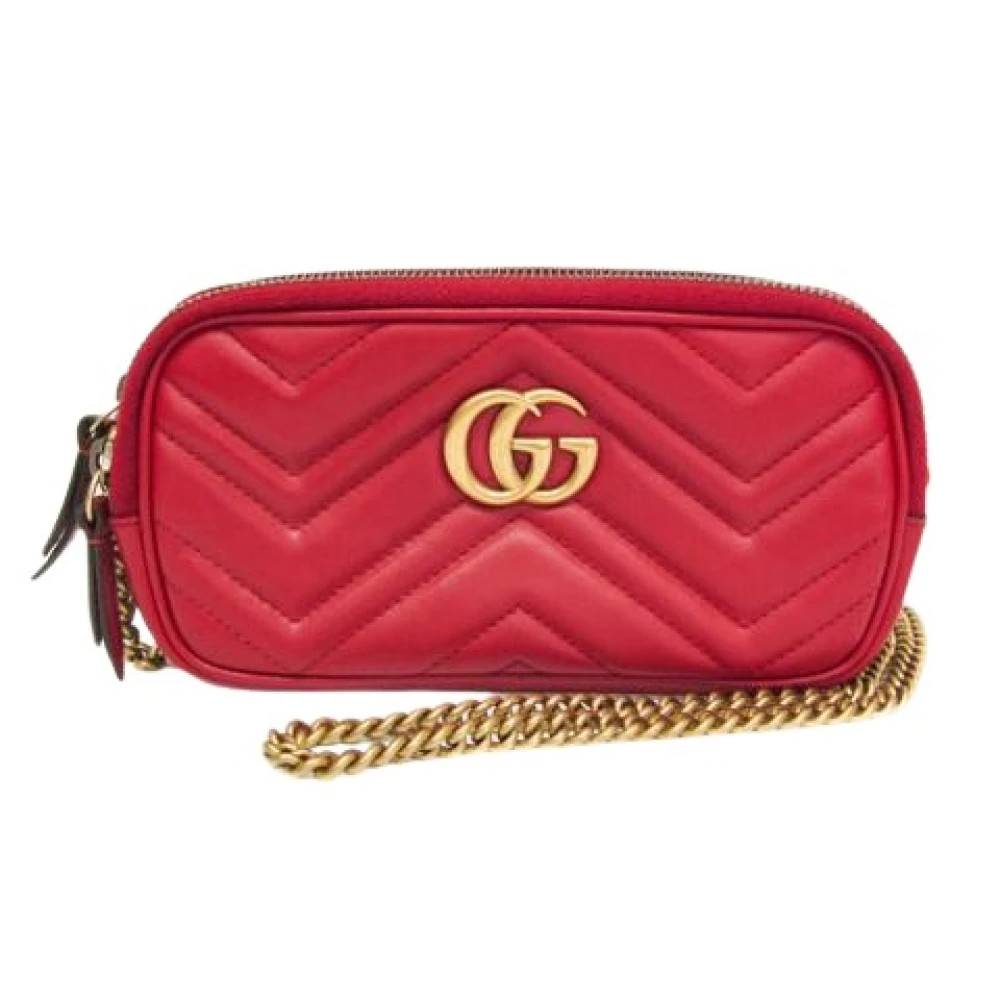 Gucci Vintage Pre-owned Gg marmont Mini Bag - Vintage - Dame - Rød - ONE SIZE - Læder