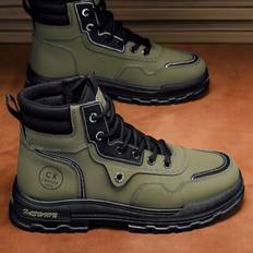 New Cargo Boots Men, Boots Male Leather Casual Shoes, Cargo Shoes, High-Top Cargo Boots, Outdoor Hiking Boots, Caterpillar Boots, Green - Green - CN39,CN40,CN41,CN42,CN43,CN44,CN45,CN46