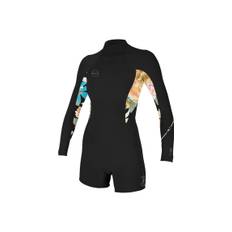 O'Neill Dame Bahia 2/1mm Back Zip Langærmet Flyverdragt Våddragt - Black / Mikah Floral