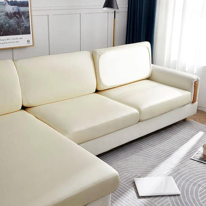 Stretch PU-läder vattentätt soffkuddfodral soffsits överdrag ryggstödsöverdrag lätt att rengöra soffskydd för husdjur barn